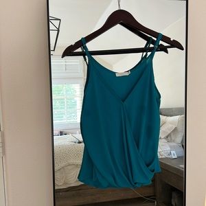 Nordstrom Lush Small Teal Cross-Front Blouse